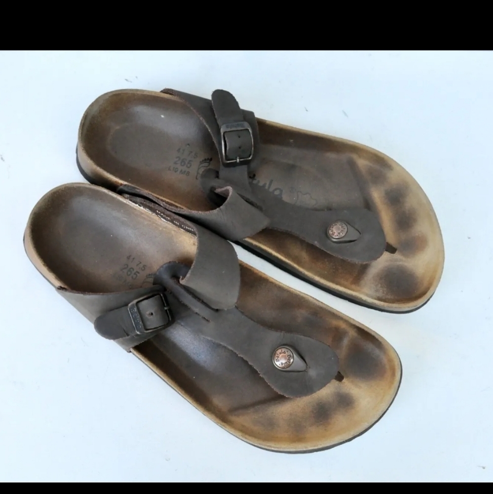 Betula by Birkenstock Gizeh Thong Brown Leather Sandals Unisex 41 L 10 - M 8